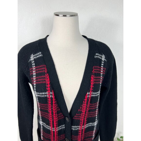 Pendleton Womens Black Red 100% Wool Plaid Cardigan Sweater - Picture 6 of 13